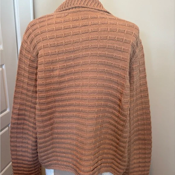 Talbots Tan Textured Knit Cardigan w/ Gold Buttons - Picture 2 of 8